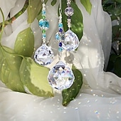 baratos Espanta-espíritos-1 peça suncatcher de cristal, bola de prisma de janela, fabricante de arco-íris, pingente pendurado para casa, jardim, quintal, quarto, varanda, pátio, decoração