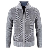 economico Maglioni Cardigan da uomo-Per uomo Cardigan Maglione Maglione da abito A coste Maglia Standard Lavorato a maglia Banda Colletto Mao Top caldi Contemporaneo moderno Da tutti i giorni Per uscire Abbigliamento Autunno Inverno