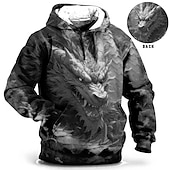 economico Felpe con cappuccio da uomo-Per uomo Animali Drago Felpa con cappuccio Felpe Felpa Maglione Manica lunga Felpa con cappuccio Con cappuccio Giornaliero Stampa 3D Per eventi Per uscire Abbigliamento di strada Stampa