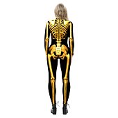 billige Damekostymer-Cosplay kostyme Huddrag Kroppsdrakt Skjelett Kranium Ett Stykke Barne Voksne Dame Karneval Maskerade Mardi Gras Fest Ytelse Enkle Halloween-kostymer Kle deg opp