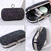 cheap Clutches &amp; Evening Bags-Women&#039;s Clutch Evening Bag Wristlet Clutch Bags PU Leather Party Bridal Shower Holiday Rhinestone Large Capacity Lightweight Durable Solid Color Small white Small black Small blue