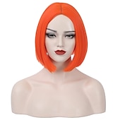 economico Parrucche di Carnevale-parrucca fucsia per donna parrucca caschetto rosa fucsia parrucca magenta corta dritta parte centrale parrucche sintetiche resistenti al calore per feste in costume cosplay