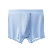 billiga Herrboxers-Herr 6-pack Underkläder Grundläggande trosor Boxershorts Kalsong Syntetiskt siden Andningsfunktion Mjuk Ren färg Medium Midja Svart Marinblå