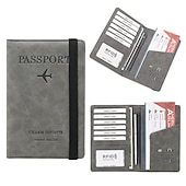 cheap Card Holders &amp; Cases-Leather Passport Cover RFID Elastic Band Travel Credit ID Card Waterproof Passport Holder Men Women Wallet Document Organizer