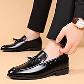 cheap Semi-Formal-Men&#039;s Brown Leather Tassel Loafers – Classic Slip-On Dress Shoes for Business, Weddings, and Formal Events