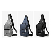 levne Pánské tašky-pánská crossbody kabelka – lehký modrý plátěný batoh přes rameno s mnoha kapsami na zip, ideální na cesty a běžné nošení