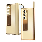 abordables Carcasas Samsung-teléfono Funda Para Samsung galaxia Plegado en Z 6 Z Fold 5 Z Fold 4 Z Fold 3 Funda Trasera con Soporte y protector de pantalla Portalápiz Aleación de aluminio