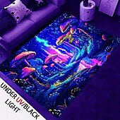 voordelige Zwartlichttapijten-paddenstoelbos zwartlichttapijt tapijt vloermat uv-reactieve glow in the dark tapijt groot antislip tapijt mattapijt voor kamerinrichting
