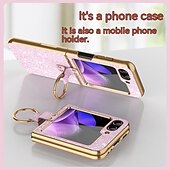 Χαμηλού Κόστους Samsung Θήκη-τηλέφωνο tok Για Samsung Galaxy Z Flip 6 Z Flip 5 Z Flip 4 Z Flip 3 Πίσω Κάλυμμα Φορητά Αντικραδασμική Κορνίζα Επιμεταλλωμένη Ουρανός Λάμψη γκλίτερ TPU PC Μεταλλικό