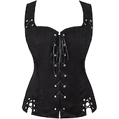 cheap Tops-Retro Vintage Medieval Renaissance Suede Vest Pirate Viking Drawstring Solid Colored Fancy Dress Women&#039;s Pirate Fantasy Steampunk Halloween Carnival Masquerade LARP Ren Faire Adults&#039; Vest Top All