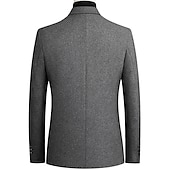 abordables Blazers Clásicos para Hombres-Hombre chaqueta Negocio Fiesta de Boda Moda Casual Invierno Primavera &amp; Otoño Mezcla de Lana Plano Bolsillo Casual / Diario Botonadura Simple Chaqueta de sport Negro Burdeos Azul Marino Gris
