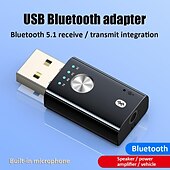 cheap USB Hubs-USB Bluetooth 5.1 Adapter for PC Speaker TV 4 In 1 Wireless Music Audio Receiver 3.5mm Jack AUX Transmitter
