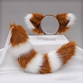 cheap Hair Styling Accessories-Plush Beast Ears KC Headwear cosplay Tail Accessories Handmade Fox Ears Hair Hoops Fox Tail Set