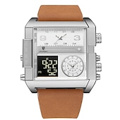 ieftine Ceasuri Quartz-Ceas de lux pentru bărbați POEDAGAR ceas quartz sportiv rectangular rezistent la apă multifuncțional analogic cadran luminos cadouri de Ziua Tatălui