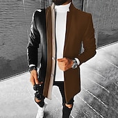 billiga lättviktsrock för män-Herr Geometri Vinterkappa Rock Kappa Håller värmen Andningsfunktion Bekväm Mode Streetwear Affär Arbete Klä till Jobbet Utekväll Ficka Mönster Höst vinter Nedvikt Långärmad Brun Khaki grön Grå