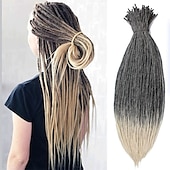 cheap Crochet Hair-36 Blonde Dreadlocks Extension Soft Handmade Synthetic Crochet Hair Super Long 0.6cm Dread Extensions Reggae Style for Women