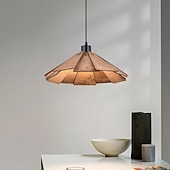 economico Luci Isola cucina-lampada a sospensione moderna lampada a sospensione geometrica paralume in legno naturale illuminazione corridoio lampadario lampada da soffitto per camera da letto cucina isola fattoria 110-240v