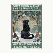 cheap Metal Tin Sign-1pc Retro Metal Tin Sign Cute Cat Tin Sign Vintage Kitchen Signs Wall Decor, Painting Wall Hanging for Home Decor Wall Art Metal Tin Sign 20x30cm/8&#039;&#039;x12&#039;&#039;