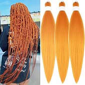 cheap Crochet Hair-Ginger Golden Ombre Braiding Hair Pre Stretched Kanekalon Braiding Hair Box Braids Human Hair Extensions 26 inch