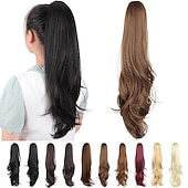 abordables Queue-de-cheval-Extension de queue de cheval griffe pour les femmes morceau de cheveux bouclés 24 extensions de cheveux de queue de cheval synthétique très longue &amp; volumineux bouclé ondulé résistant à la chaleur