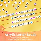 economico kit per la creazione di perline-1400pcs perline di argilla kit di perline lettera, 4x7 mm perline alfabeto acrilico bianco perline lettera per gioielli che fanno perline numero perline cuore perline braccialetto di amicizia creazione di perline