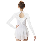 billige Figur skating kjoler-Kjole til kunstløp Dame Jente Skøyteløp Kjoler Drakter Hvit Gul Mørk Lilla Spandex Høy Elastisitet Profesjonell Konkurranse Skøyteklær Mote Langermet Kunstløp