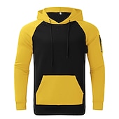 billiga bashuvtröjor för män-Herr Huvtröja Svart Gul Rubinrött Blå Orange Huva Färgblock Sport &amp; Utomhus Dagligen Helgdag Streetwear Häftig Ledigt Vår &amp; Höst Kläder Pull Tröjor