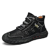 cheap Hiking Boots-Men&#039;s Brown Faux Leather Outdoor Hiking Boots with Handcrafted Stitching, Lace-Up Design, and Non-Slip Sole - Durable and Comfortable Adventure Footwear