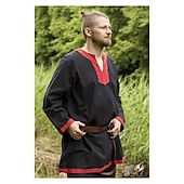 tanie Najfatalniejszy-Retro / vintage Średniowieczne Renesansowa Bluzka / koszula Tunika Ren Faire Pirat Wojownik Rycerz Jednokolorowe Męskie Wiking Fantasy Halloween Karnawał Bal maskowy Halloween Bal maskowy LARP Dla