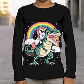tanie 3D zwierzęta dla chłopca-Dla chłopców 3D Graficzny Wszechświat Dinozaur Podkoszulek T-shirt Długi rękaw Druk 3D Lato Wiosna Jesień Sport Moda Moda miejska Dzieci 3-12 lat Na zewnątrz Codzienny Regularny