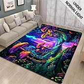 voordelige Zwartlichttapijten-paddenstoelbos zwartlichttapijt tapijt vloermat uv-reactieve glow in the dark tapijt groot antislip tapijt mattapijt voor kamerinrichting