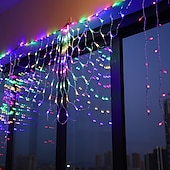 cheap Plug String Lights-Peacock LED Net Light Outdoor Mesh Light 3M 424LED Window Curtain String Light For Backdrop Wall Christmas Fairy Holiday Light EU US AU UK Plug