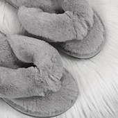 olcso Női papucsok és strandpapucsok-női fuzzy flip-flop papucs – hangulatos műszőrme plüss lapos szandál a beltéri kényelemért
