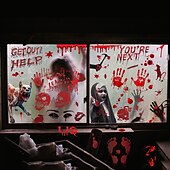cheap Halloween Stickers-Halloween Window Clings 8 Sheets Scary Bloo dy Handprint Footprint Halloween Wall Decal Floor Clings Spooky Halloween Window Stickers Removable Glass Decals for Halloween Party Decorations