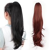 abordables Queue-de-cheval-Extension de queue de cheval griffe pour les femmes morceau de cheveux bouclés 24 extensions de cheveux de queue de cheval synthétique très longue &amp; volumineux bouclé ondulé résistant à la chaleur