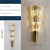 economico Luci da parete-Applique Da Parete A Led Cristallo Diamante Design, Applique Da Parete Finitura Ottone Lampada Da Comodino A Forma Di Fiaccola Lampada Da Parete Per Camera Da Letto Moderna Applique Da Parete In