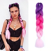 cheap Crochet Hair-Jumbo Braids Crochet Braids Hair Extension Three Tone Ombre Color Rainbow Jumbo Braiding For Twist Braiding Jumbo Box Braiding Hair 1pc/3pcs/5pcs