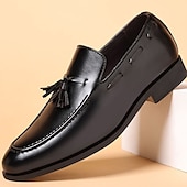 cheap Semi-Formal-Men&#039;s Brown Leather Tassel Loafers – Classic Slip-On Dress Shoes for Business, Weddings, and Formal Events