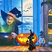 お買い得  ハロウィンライト-クラッカーバレル魔女ハロウィーンの装飾ゴーストランタン顔のない幽霊彫刻魔女ゴーストランプ地獄の使者保持ランタン像リアルなハロウィーンのテーマ小道具