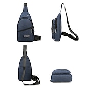 levne Pánské tašky-pánská crossbody kabelka – lehký modrý plátěný batoh přes rameno s mnoha kapsami na zip, ideální na cesty a běžné nošení