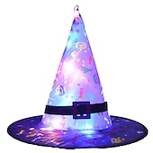 economico Illuminazione di Props di Halloween-cappello da streghe incandescente di Halloween con luce a led sospensione per esterni albero cappelli luminosi decorazioni per feste a casa oggetti di scena per costumi cosplay