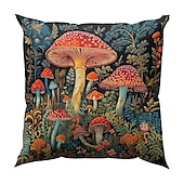 abordables Style Vintage-Housse de coussin double face, taie d&#039;oreiller carrée décorative douce en forme de champignon fantaisie, pour chambre à coucher, salon, canapé, chaise, 1 pièce