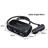 رخيصةأون شواحن السيارات-3 way 2 usb socket charger 12v car cigarette lighter splitter multocket led car fast charger adapter