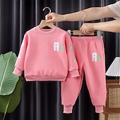 halpa Setit-2 osainen Lapset Poikien Huppari &amp; collegehoususetti Vaatesetti Asu Kirjain Pitkähihainen Crewneck Aseta Koulu Urheilu Muoti Päivittäin Syksy Talvi 7-13 vuotta Punastuvan vaaleanpunainen Sininen