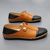 cheap Men&#039;s Slip-ons &amp; Loafers-Men&#039;s Casual Leather Loafers – Slip-On Two-Tone Driving Shoes with Non-Slip Sole for Daily Wear