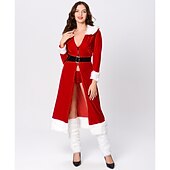 billiga Vuxna juldräkter-jultomten Mrs.Claus Kläder Julhatt Fin julklänning Dam Jul Karnival julafton Jul Vuxna Fest Jul Klänning Skärp Benvärmare