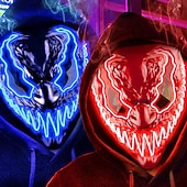 cheap Hallowen Prop Lighting-Mask Halloween LED Light Up Mask for Adults Kids Dark and Evil Glowing Eyes Neon Mask with 3 Lighting Modes EL Wire - Ideal Gift for Men Women Halloween Costume Party