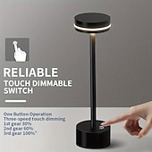 baratos Candeeiros de mesa-Candeeiro de mesa led recarregável sem fio alumínio quarto bar restaurante com controle de toque lâmpada led para escritório em casa quarto hotel restaurante configurações de brilho de 3 níveis