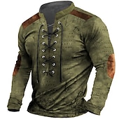 ieftine Tricouri vintage-Bărbați Harta lumii Imprimeu Grafic Tricouri grafice Cămașă de epocă Manșon Lung Tricou Cămașă Modă Designer Casual În aer liber Vacanță Purtare Zilnică Negru Maro Trifoi Primăvara &amp; toamnă