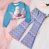 billiga Flickans 3D Vision &amp; Skinande-Flickor 3D Hjärta Grafisk Sweatshirt &amp; Sweatpants Set Klädesset Rosa Långärmad 3D-tryck Höst Vinter Aktiv Mode Dagligen Barn 4 år + Utomhus Semester Datum Normal